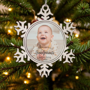 Ornement Flocon De Neige Notre 1er Noël en tant que grands-parents Photo de