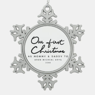 Ornement Flocon De Neige Notre premier Noël comme maman et papa Élégant
