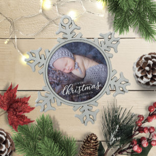 Ornement Flocon De Neige Notre Premier Noël En Grand-Parents Script Blanc