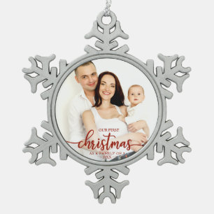 Ornement Flocon De Neige Notre premier Noël en tant que famille de 3 écritu