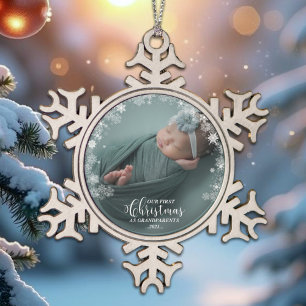 Ornement Flocon De Neige Notre Premier Noël En Tant Que Grand-Parents Ornem