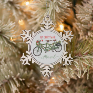 Ornement Flocon De Neige Notre Premier Noël Mariés 2025 Joli Tandem