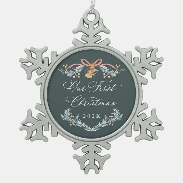 Ornement Flocon De Neige Notre premier Noël Ornement de souvenir de jeunes  (Devant)