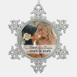 Ornement Flocon De Neige Notre premier ornement de Noël Mme & Mme Snowflake