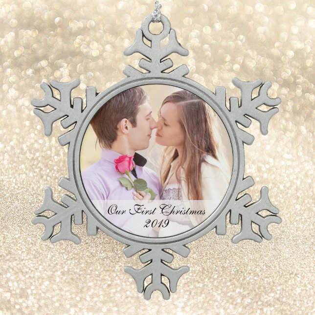 Ornement Flocon De Neige Notre premier ornement photo de Noël (Créateur téléchargé)