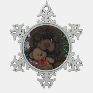 Ornement Flocon De Neige Nounours Terre-Neuve ours en peluche