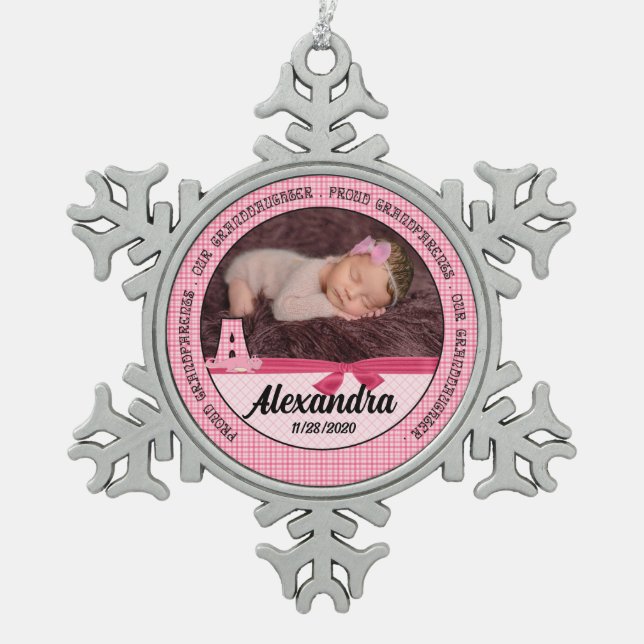 Ornement Flocon De Neige Nouveaux grands-parents de la petite fille Monogor (Devant)