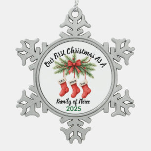 Ornement Flocon De Neige Nouvelle famille de 3 premières garderies de Noël