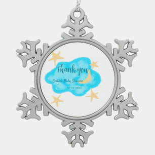 Ornement Flocon De Neige Nuages étoilés de lune aquarelle baby shower ajout