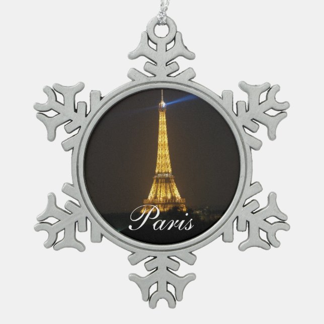 Ornement Flocon De Neige Nuit de Tour Eiffel (Devant)