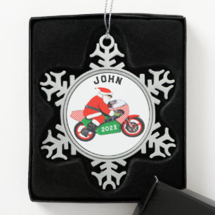 Ornement Flocon De Neige Objet de collection de Noël moto personnalisé