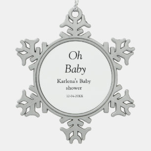 Ornement Flocon De Neige Oh bébé ajouter nom baby shower date simple minimu