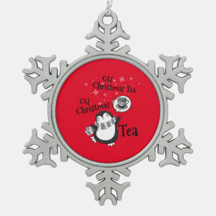 Ornement Flocon De Neige Oh Christmas Tea Penguin Lover - Boisson de thé