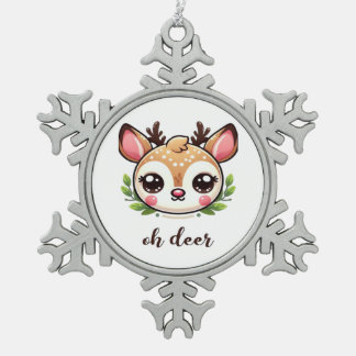 Ornement Flocon De Neige Oh Deer Cute Deer Minimal Design 