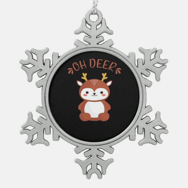 Ornement Flocon De Neige Oh Deer Kawaii Deer Playful Art Style  (Devant)