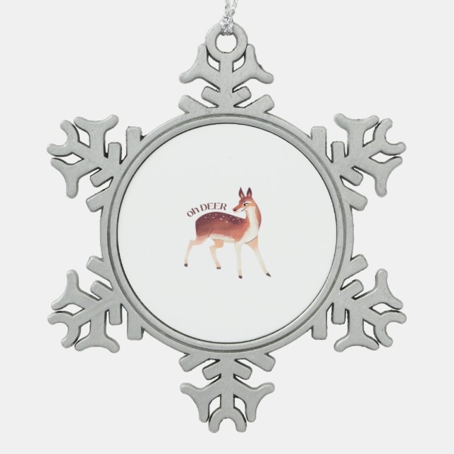 Ornement Flocon De Neige Oh Deer Whimsical Creative Design  (Devant)
