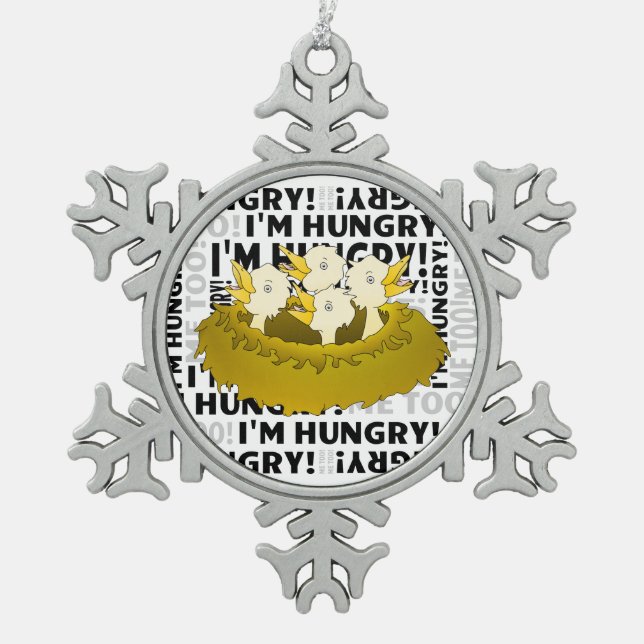 Ornement Flocon De Neige Oiseaux affamés (Devant)