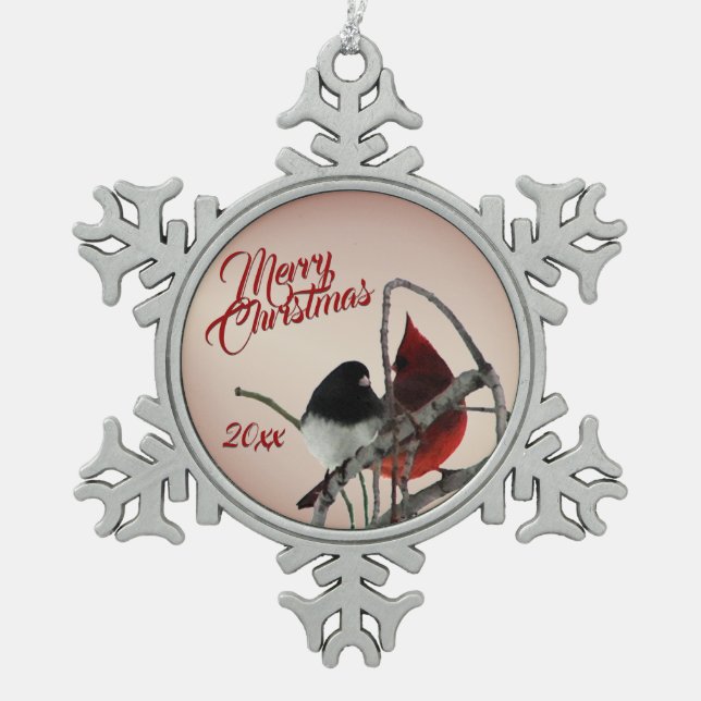Ornement Flocon De Neige Oiseaux de Chanson Ornement de Noël (Devant)
