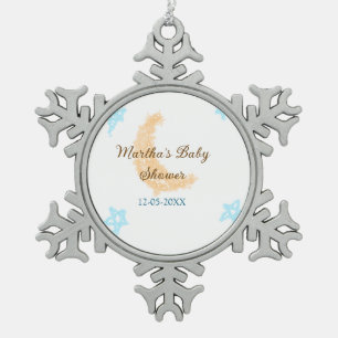 Ornement Flocon De Neige Orange lune bleu étoiles parties scintillant baby 