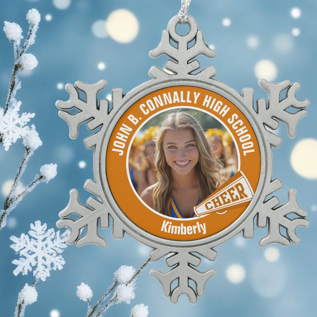 Ornement Flocon De Neige Orange Pom-pom girl Photo Lycée Cheval (Créateur téléchargé)