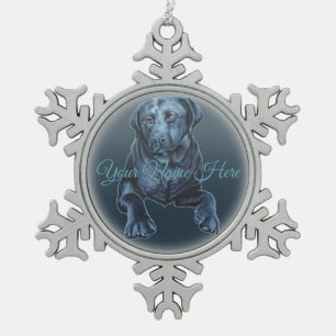 Ornement Flocon De Neige Ornement Black Lab Décor de Noël Chien Bleu