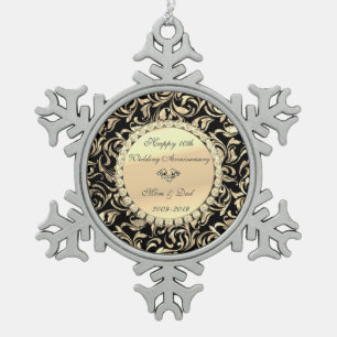 Ornement Flocon De Neige Ornement de 10e anniversaire de mariage Gold Diamo