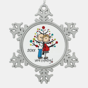 Ornement Flocon De Neige Ornement de couple de neige attendu