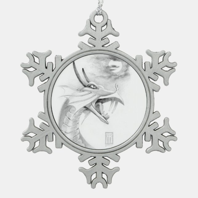 Ornement Flocon De Neige Ornement de croquis de dragon de Shivan (Devant)
