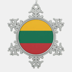 Ornement Flocon De Neige Ornement de flocons de neige avec drapeau lituanie