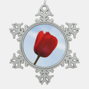 Ornement Flocon De Neige Ornement de la Tulipe rouge