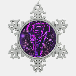 Ornement Flocon De Neige Ornement de Noël Eléphant Violet