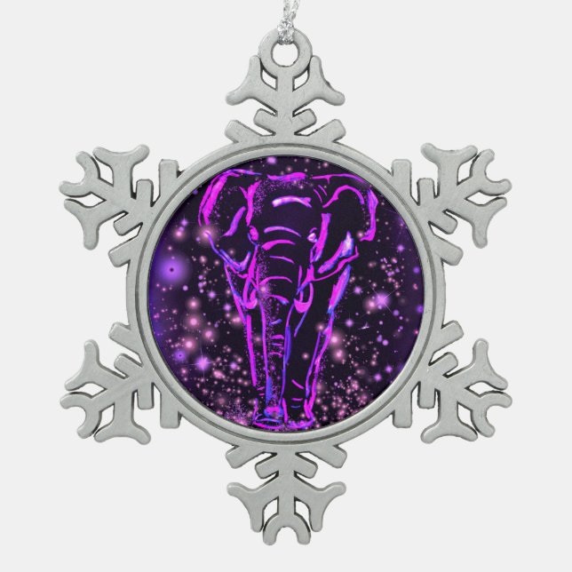 Ornement Flocon De Neige Ornement de Noël Eléphant Violet (Devant)