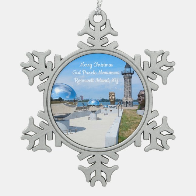Ornement Flocon De Neige Ornement de Noël Fille Puzzle Lun. (Devant)