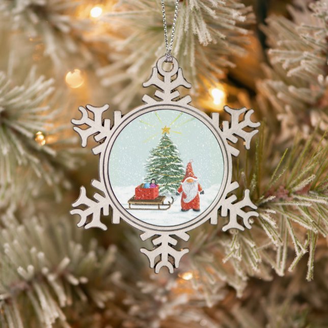 Ornement Flocon De Neige Ornement de Noël Gnome (Arbre)