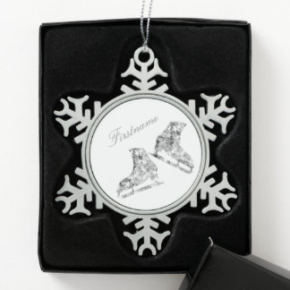 Ornement Flocon De Neige Ornement de patinage sur glace - Patins d'argent