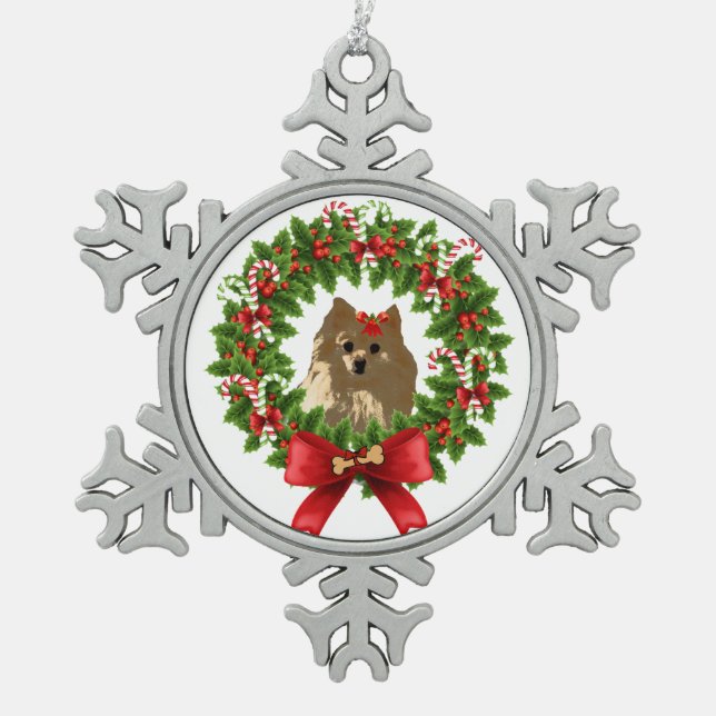 Ornement Flocon De Neige Ornement de vacances de guirlande de Pom (Devant)