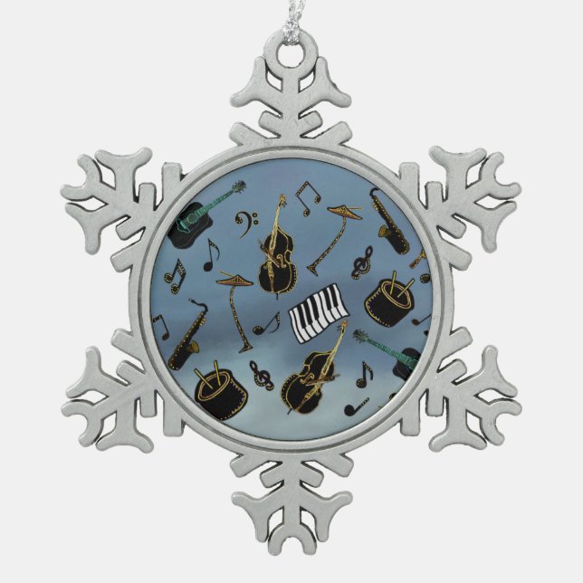 Ornement Flocon De Neige Ornement de vacances de jazz-band (Devant)