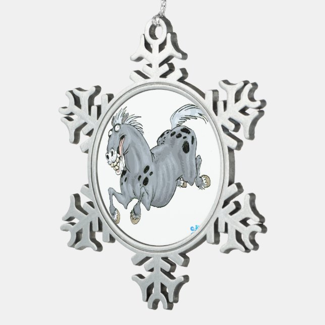 Ornement Flocon De Neige Ornement d'égout du Cheval de Cartoon fou (Vue impression)