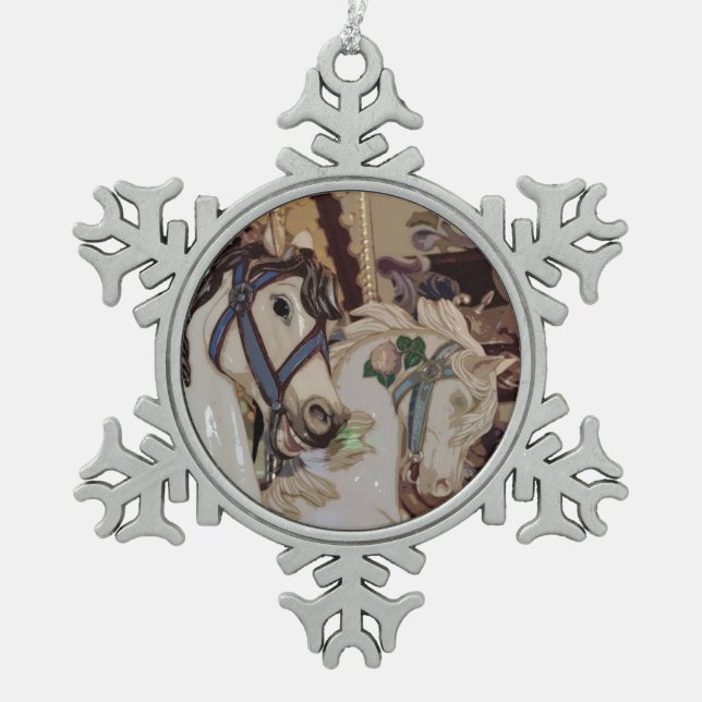 Ornement Flocon De Neige Ornement d'étain de conception de chevaux de (Devant)
