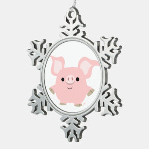 Ornement Flocon De Neige Ornement en étain Cochon de dessin animé mignon