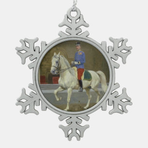Ornement Flocon De Neige Ornement gris de Noël d'étalon de Lipizzan