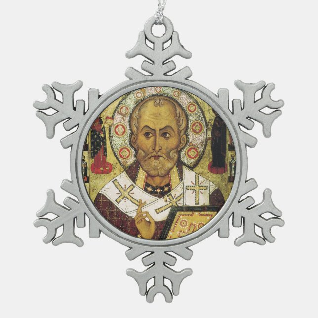 Ornement Flocon De Neige Ornement médiéval de Noël d'icône de Nicholas de (Devant)