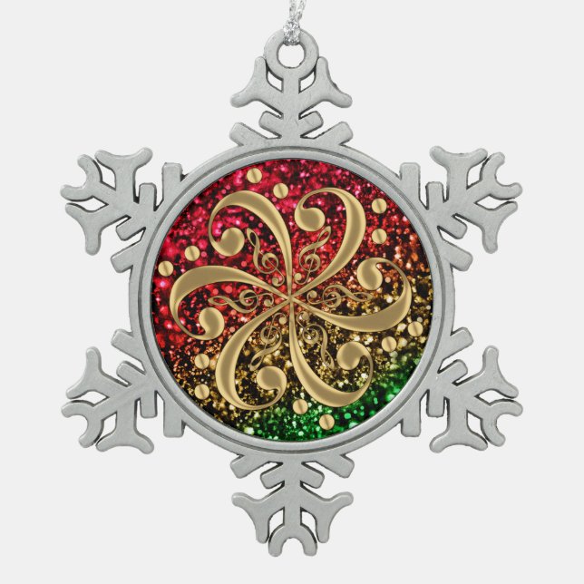 Ornement Flocon De Neige Ornement musical de vacances de clefs de parties (Devant)
