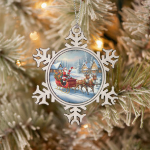 Ornement Flocon De Neige Ornement Rond de Noël Classique