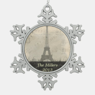 Ornement Flocon De Neige Ornement vintage de musique de Paris