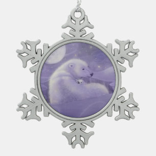 Ornement Flocon De Neige Ours polaire et ourson fantaisie fantaisiste