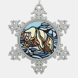 Ornement Flocon De Neige Ours Polaire Ornement de vacances Ours Art Décorat
