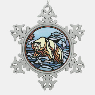 Ornement Flocon De Neige Ours Polaire Ornement de vacances Ours Art Décorat