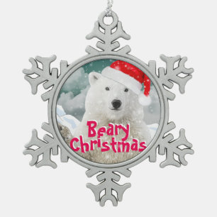 Ornement Flocon De Neige Ours polaire père Noël Ornement de Noël