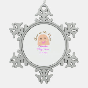 Ornement Flocon De Neige Pain dans le four beige boulette baby shower rose